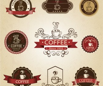 Vettori Di Etichetta Vintage Caffè