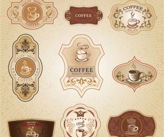 Vettori Di Etichetta Vintage Caffè