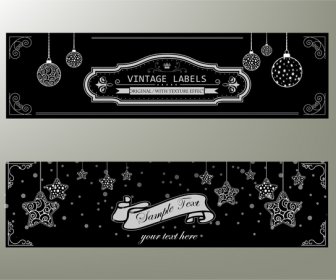 Vintage Labels And Banners On Black And White