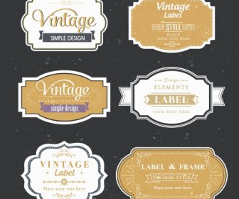 Vintage Labels Collection Flat Shapes Isolation