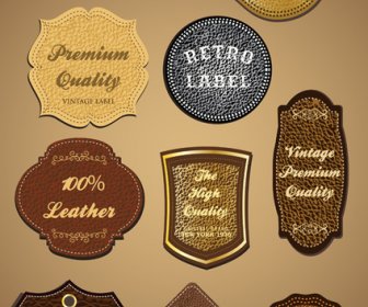 Vintage Leather Lables And Tags Vector Set