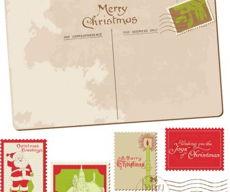 Vintage Merry Christmas Latter Send To Santa With Stamp Vector