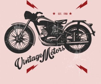 Moto Vintage Design Noir Boulon Icônes Publicitaires