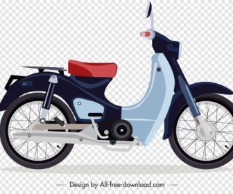 Sepeda Motor Antik Ikon Berwarna-warni Sketsa