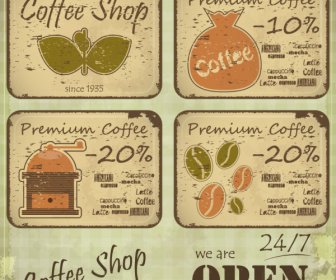 Vintage Of Retro Coffee Elements Cards Vector