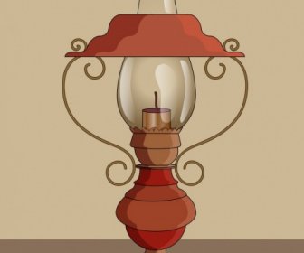Ikona Lampy Vintage Oleju Wielobarwny Wzór