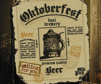 Vector Vintage De Cartel De La Cerveza Del Oktoberfest