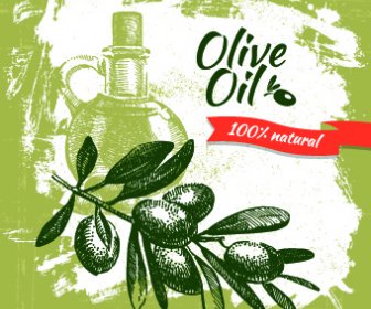 Vintage Olive Oil Background Vector