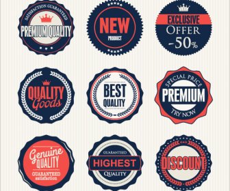 Vintage Premium Quality Labels Colored Vector