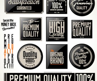 Vintage Premi Kualitas Stiker Dan Label Dengan Banner Vektor