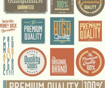 Vintage Premium Qualität Aufkleber Und Etiketten Mit Banner-Vektor