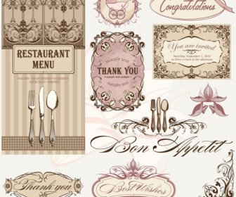 Vintage Restoran menu desain elemen vektor