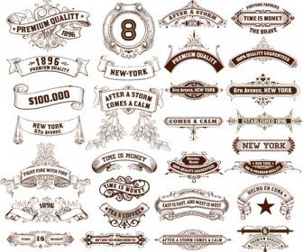 Etiquetas Cintas Vintage Diseño Gráficos