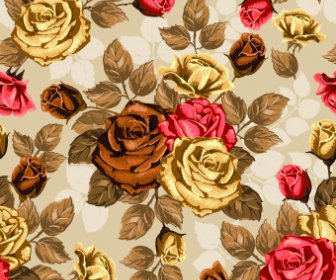Vintage Roses Seamless Pattern Vector Graphic
