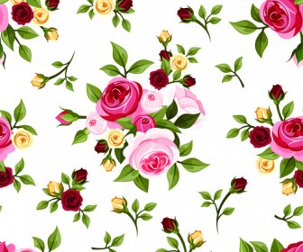 Patrón Transparente De Vector Vintage Rosas