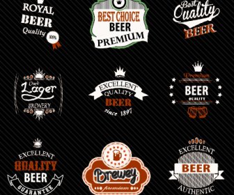 étiquettes De Bière Royal Vintage Avec Le Vecteur De Badges