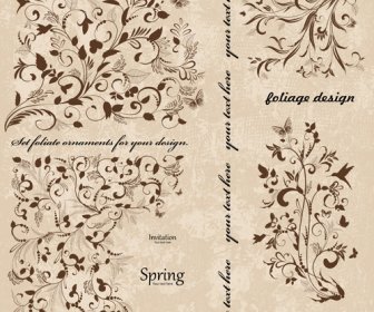 Vintage Spring Floral Ornaments Elements Vector