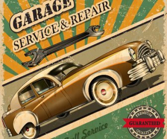 Vintage-Stil Auto Werbung Plakat Vektor