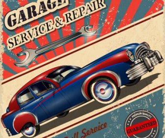 Styl Vintage Car Reklama Plakat Wektor