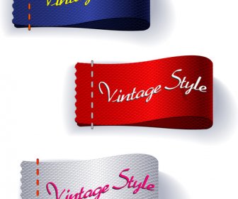 Vintage Style Ribbons Set Illustration With Multicolors
