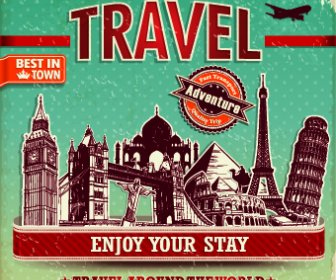 ビンテージ スタイルの旅行ポスター デザインのベクトル