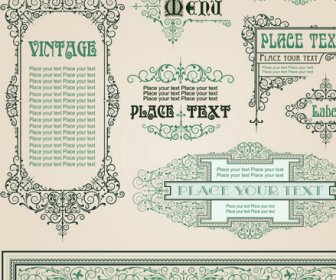 Vintage Style Vector Of Frame Border And Ornament Set