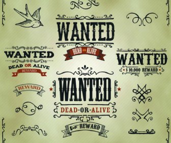 Vintage Style Wanted Vector Templates