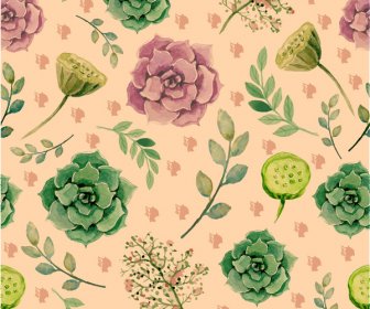 Vintage Watercolor Flower Pattern
