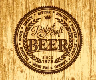 Vector De Etiquetas De Cerveza De Madera Vintage