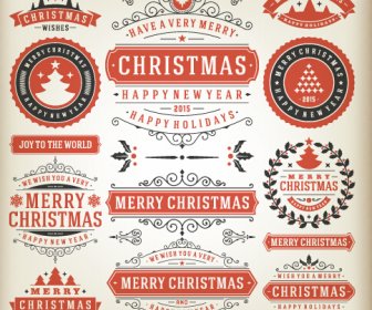 Vintage15 Weihnachten Etiketten Kreative Vektor