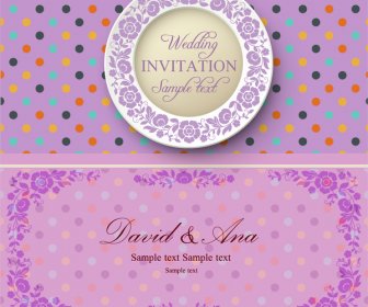 紫色の背景結婚式カード