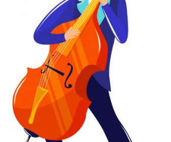 Bosquejo De Violinista Icono Coloreado De Dibujos Animados Carácter