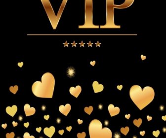 VIP Latar Belakang Emas Hati Teks Bintang Dekorasi