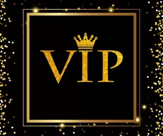 VIP Latar Belakang Berkilau Dekorasi Emas Teks Mahkota Ikon