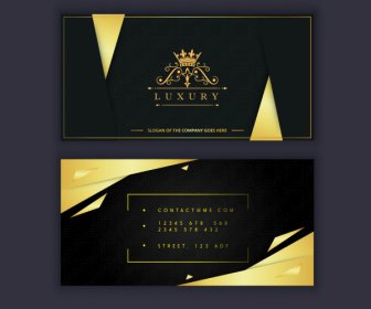 Vip Business Card Template Black Golden Crown Decor