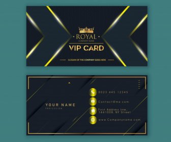 Vip Business Card Template Luxury Dark Golden Crown