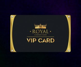 Vip Card Template Luxury Golden Crown Icons Decoration