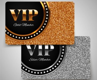 Ilustrasi Vektor Kartu VIP Dengan Emas Perak Gaya
