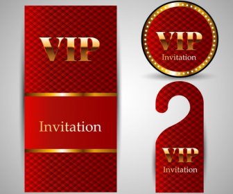 Vip Invitation Card Template Sets Shiny Golden Red