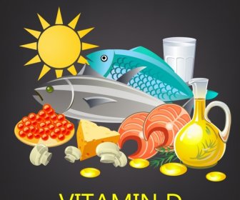비타민 식품 광고 여러 아이콘 디자인