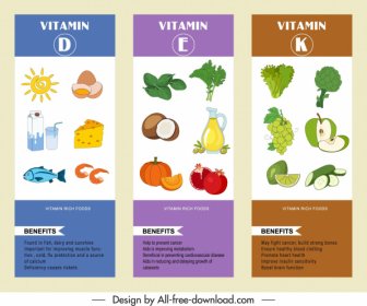 Vitamin Makanan Infografis Template Warna-warni Dekorasi Handdrawn Sketsa