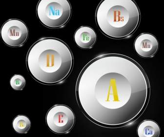 Vitamins Sign Icons Shiny 3d White Circles Design