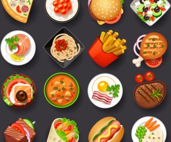 Vivid Food Icons Vector