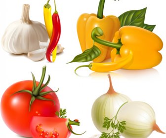 鮮やかな新鮮な野菜や果物のベクトル