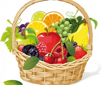 鮮やかな新鮮な野菜や果物のベクトル