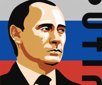 Vladimir Vladimirovich Putin Portrait Vorlage Retro Cartoon Outline