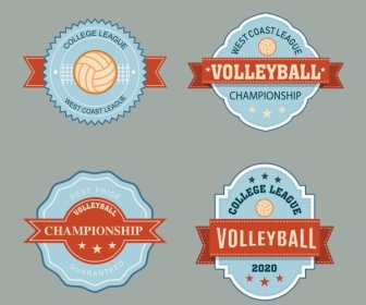 Volleyball Labels Collection Classical Ribbon Decor
