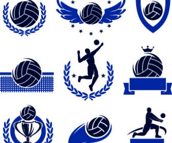 Voleibol Logotipos Ilustração Projeto Vector