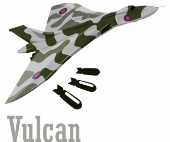 Vulcan Bomber Jet Icon Moderner Dynamischer 3D-Umriss