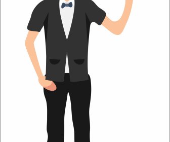 Waiter Icon Young Boy Cartoon Character Sketch